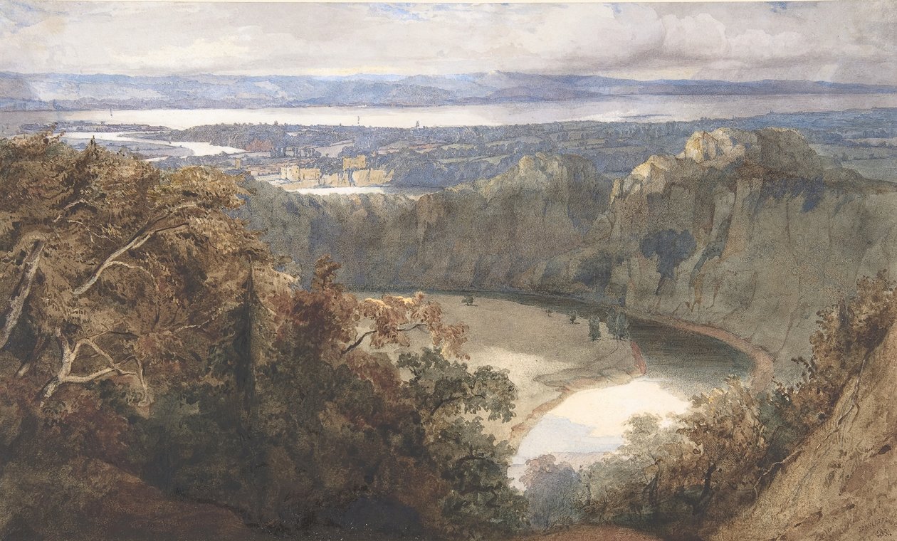 Vista de Chepstow, Gal·les, 1834. finlandès tekijältä John Scarlett Davis
