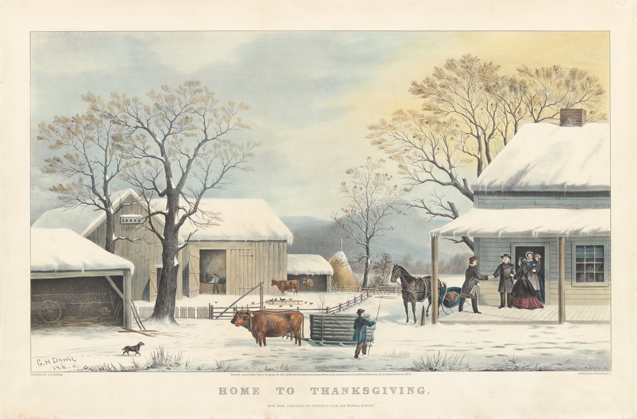 Kotiin kiitospäivälle tekijältä John Schutler after George Henry Durrie