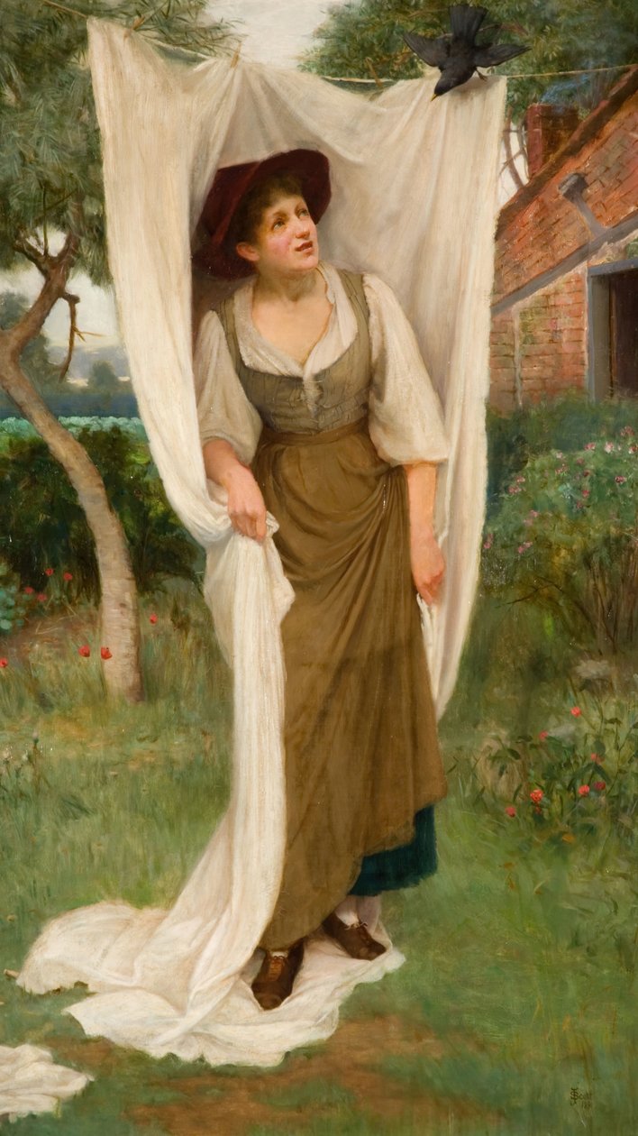 Mustarastasen hätkähtämä pesumekko, 1891. tekijältä John Scott