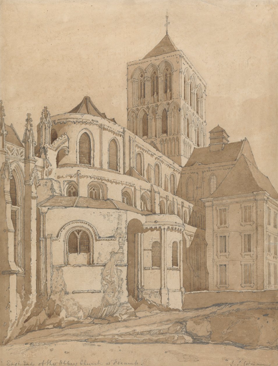 Abbey Church Fecampissa, Normandiassa tekijältä John Sell Cotman