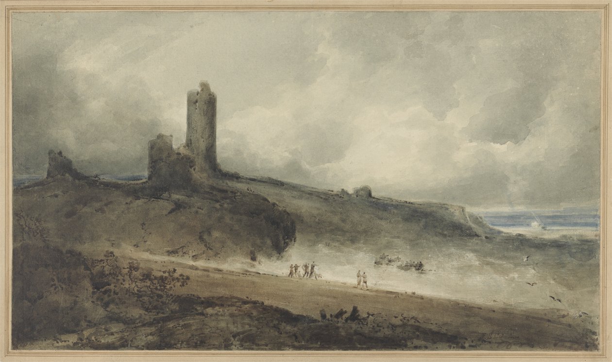 Aberystwythin linna (w/c paperilla) tekijältä John Sell Cotman