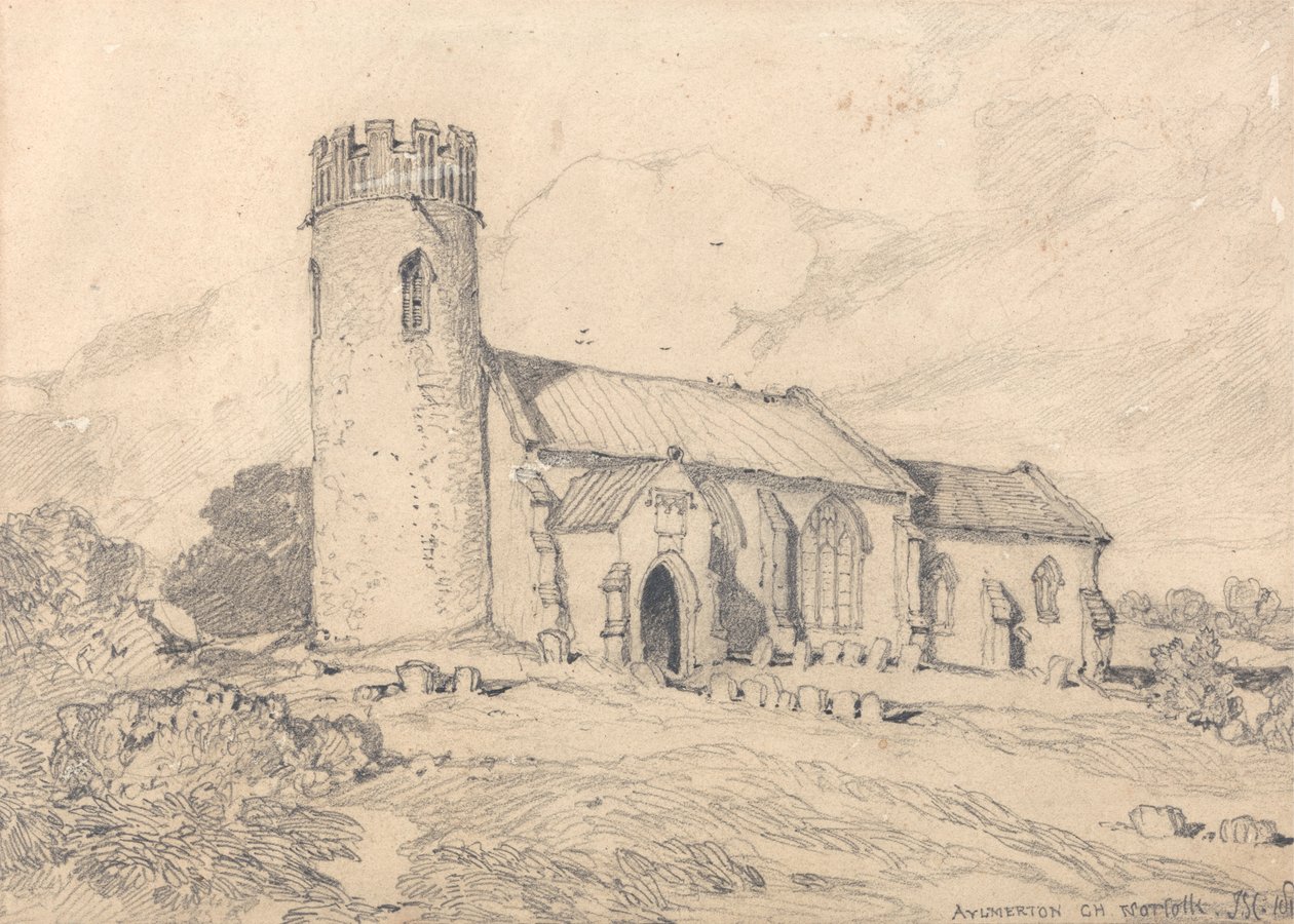 Aylmertonin kirkko; Norfolk, lounaasta tekijältä John Sell Cotman