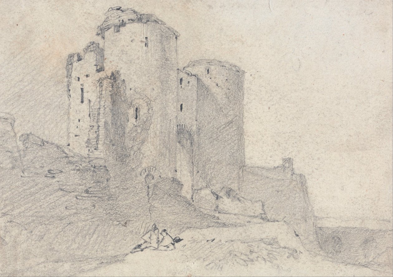 Beestonin linna, Cheshire: Sisäänkäynti linnaan tekijältä John Sell Cotman