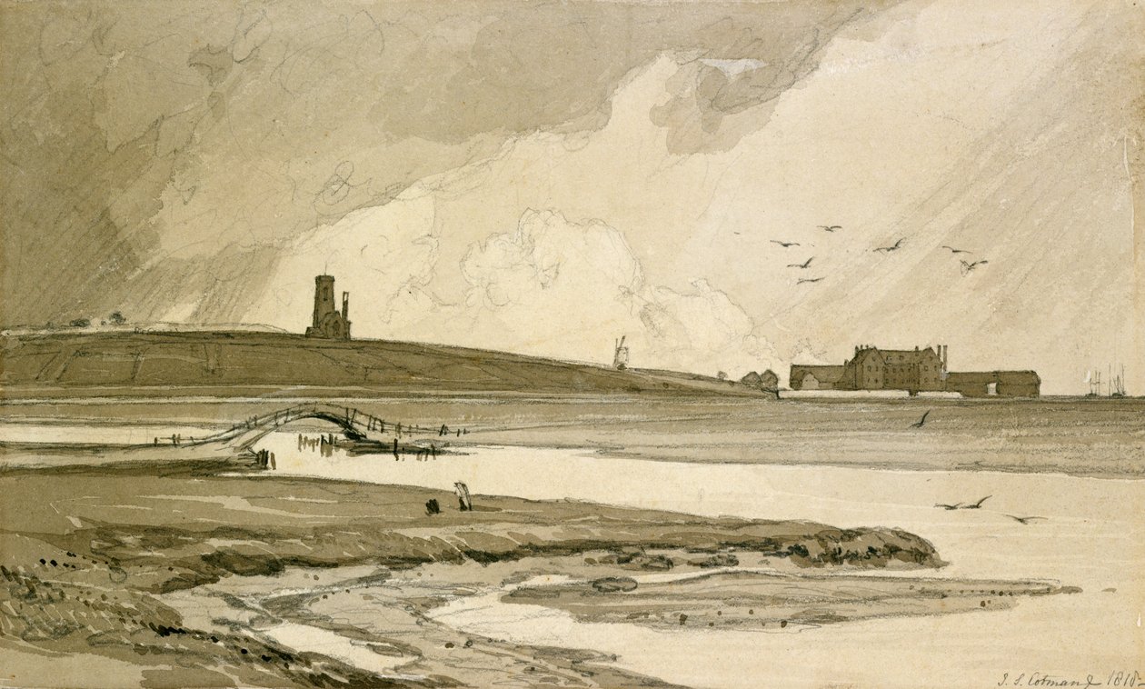Blakeney Church ja Wiveton Hall, 1818 tekijältä John Sell Cotman