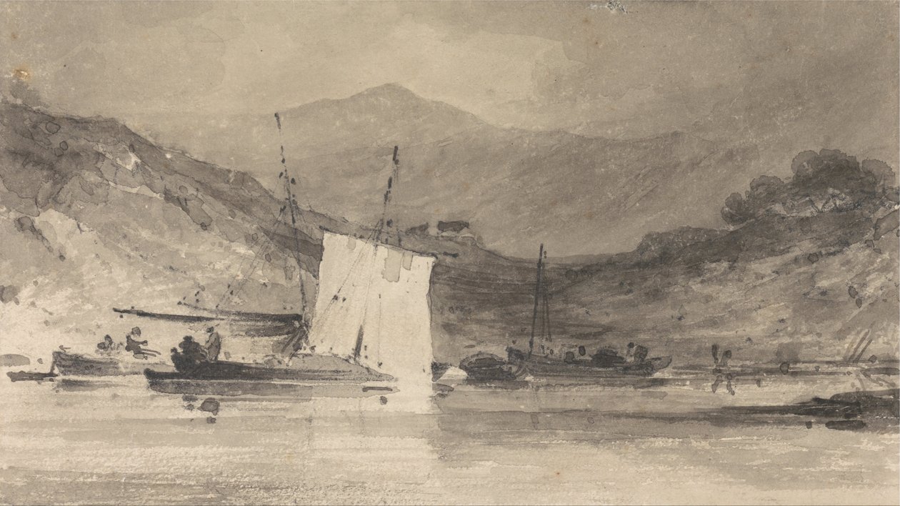 Cader Idris Mawddachin suistosta Barmouthin yläpuolella. tekijältä John Sell Cotman