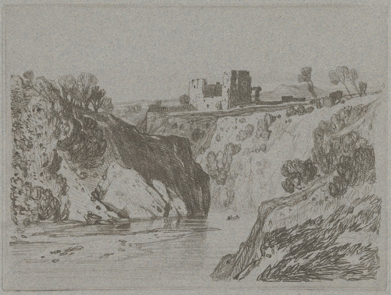 Linna kalliorotkon yläpuolella tekijältä John Sell Cotman