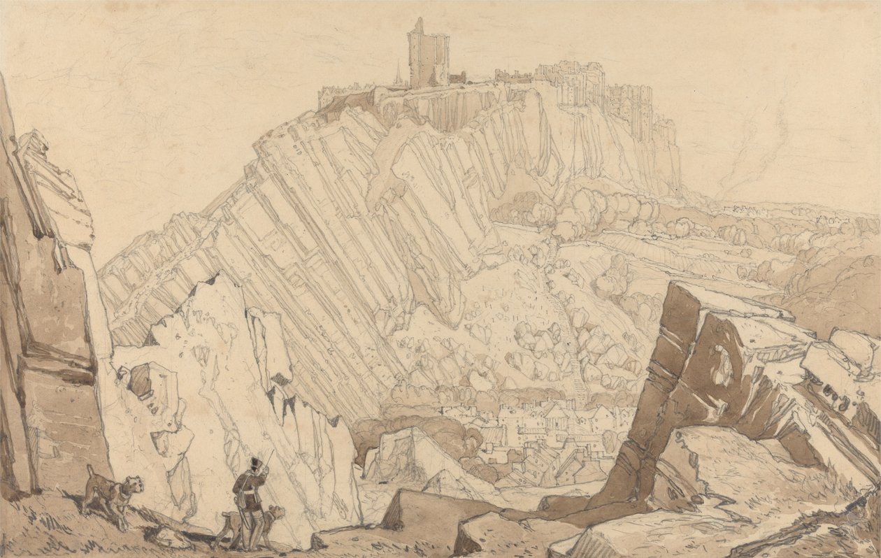 Domfront, näkymä kaakkoon tekijältä John Sell Cotman