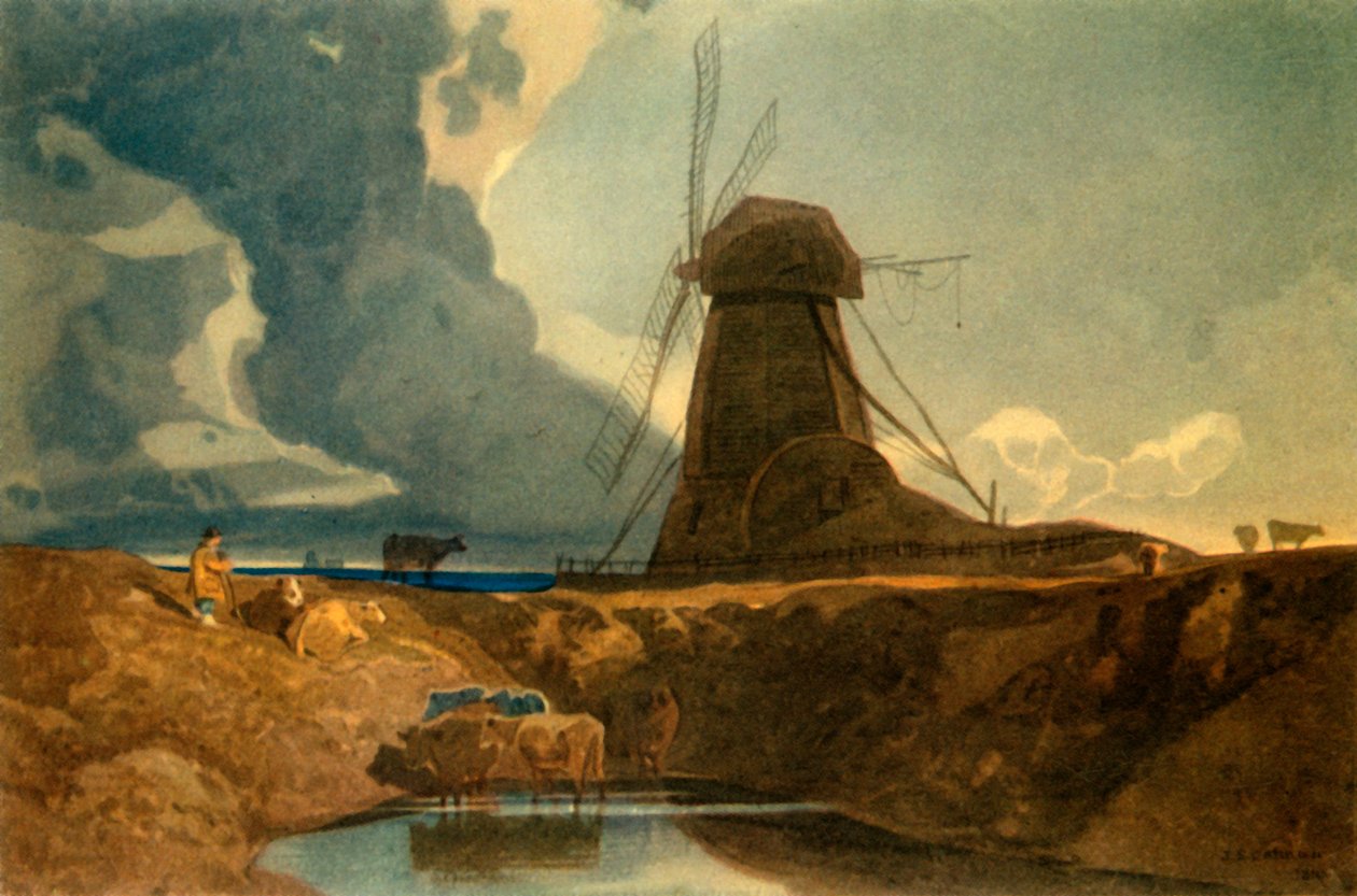 "Draining Mill, Lincolnshire", 1810, 1947. tekijältä John Sell Cotman