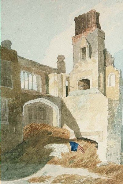 East Barsham Hall (kynä ja akvarelli paperille) tekijältä John Sell Cotman