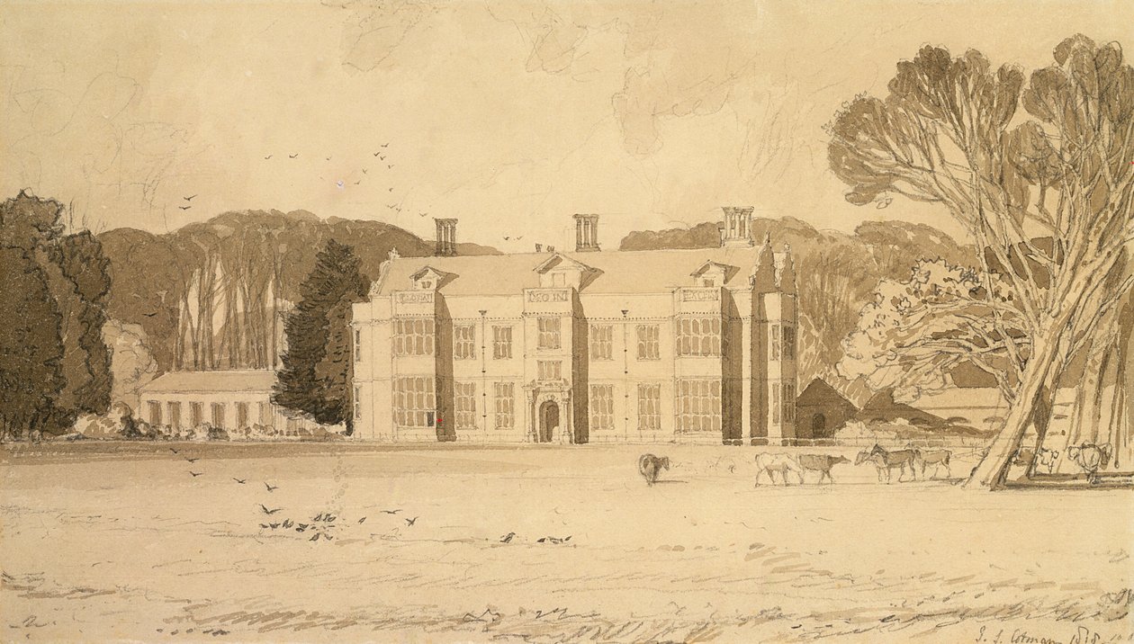 Felbrigg Hall, Norfolk, 1818 (kynä ja harmaa pesu paperille) tekijältä John Sell Cotman