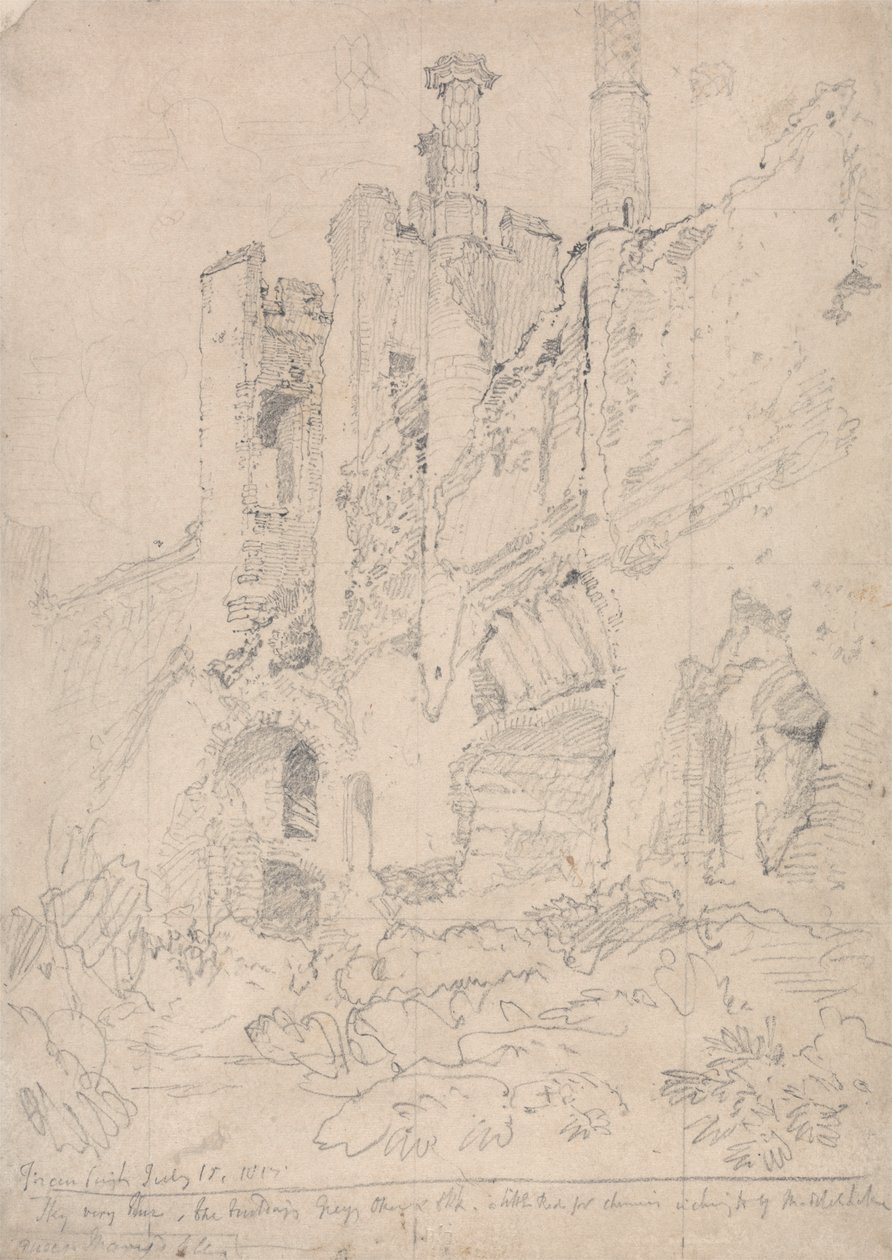 Framlinghamin linna, Suffolk: osa raunioitunutta sisustusta tekijältä John Sell Cotman