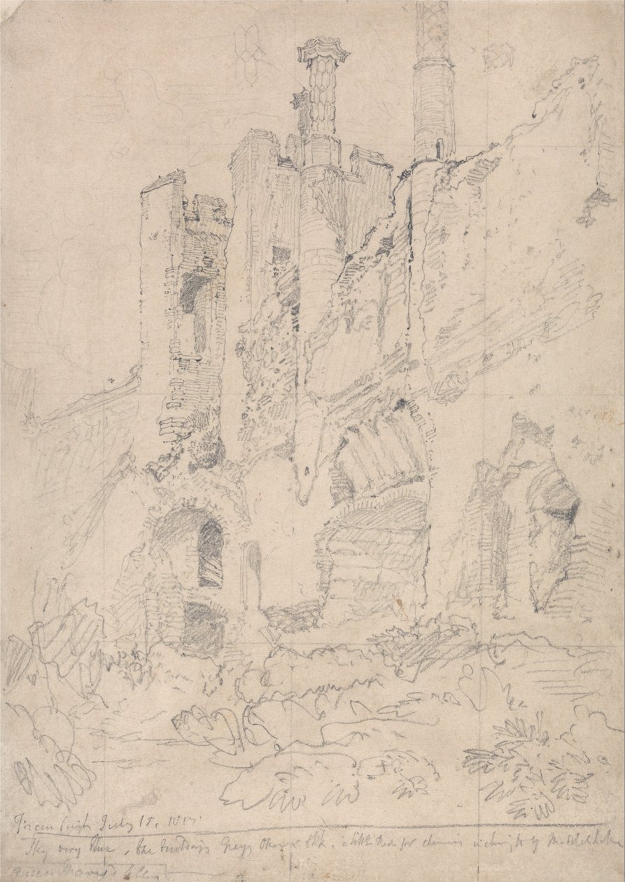 Framlinghamin linna, Suffolk: Osa raunioituneesta sisätilasta tekijältä John Sell Cotman