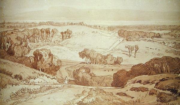 Ranskalainen maisema (akvarelli paperille) tekijältä John Sell Cotman