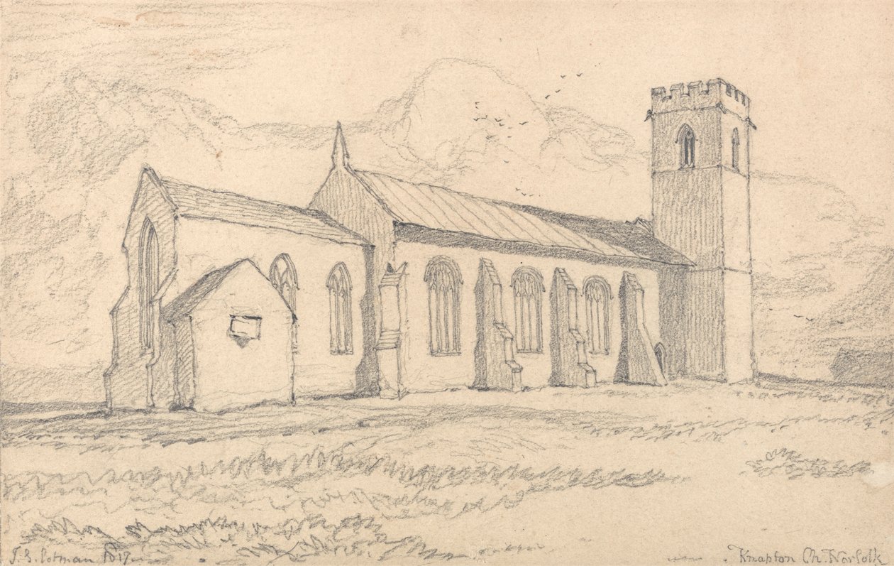 Knapton Church, Norfolk, koillisesta tekijältä John Sell Cotman