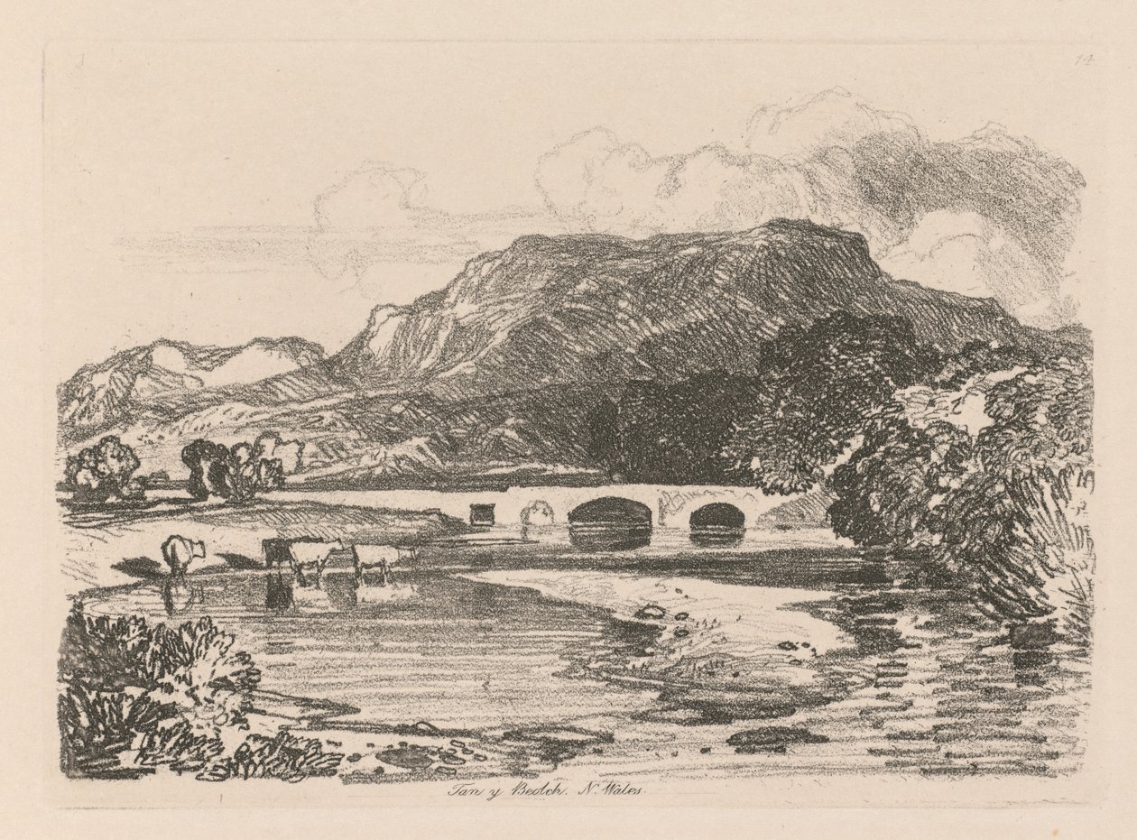 Book of Studies: Plate 14, Tan-y-Bwlch, Merionethshire, North Wales, 1838 tekijältä John Sell Cotman