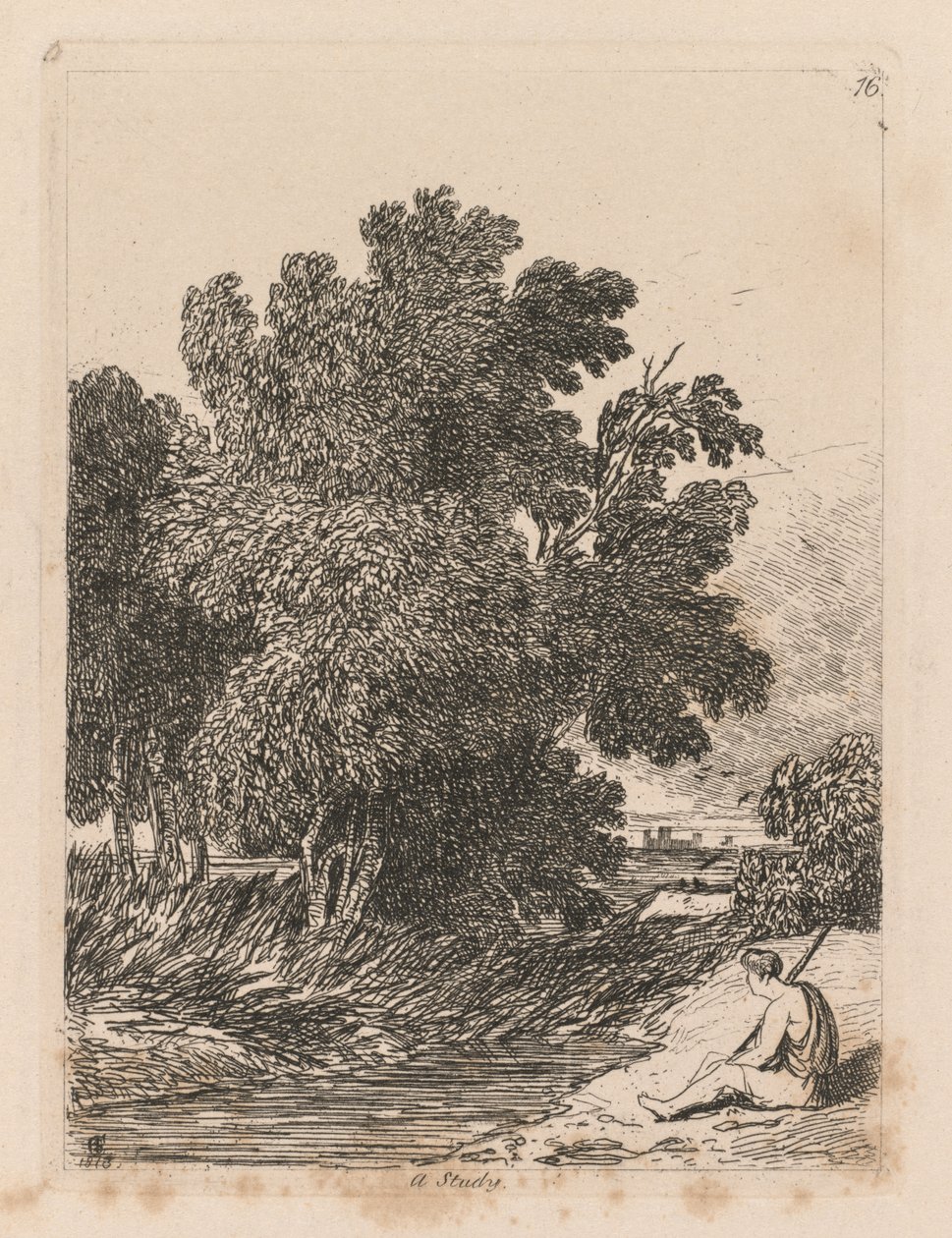 Kirja of Studies: levy 16, A Study, 1838 tekijältä John Sell Cotman
