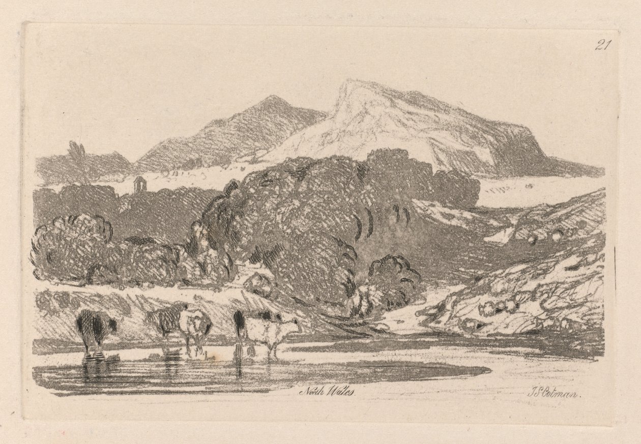 Liber Studiorum: Plate 21, View in North Wales, 1838. tekijältä John Sell Cotman