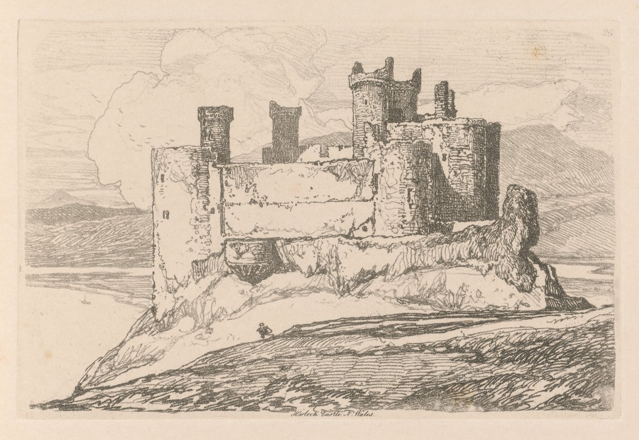 Liber Studiorum: Plate 25, Harlech Castle, N. Wales tekijältä John Sell Cotman