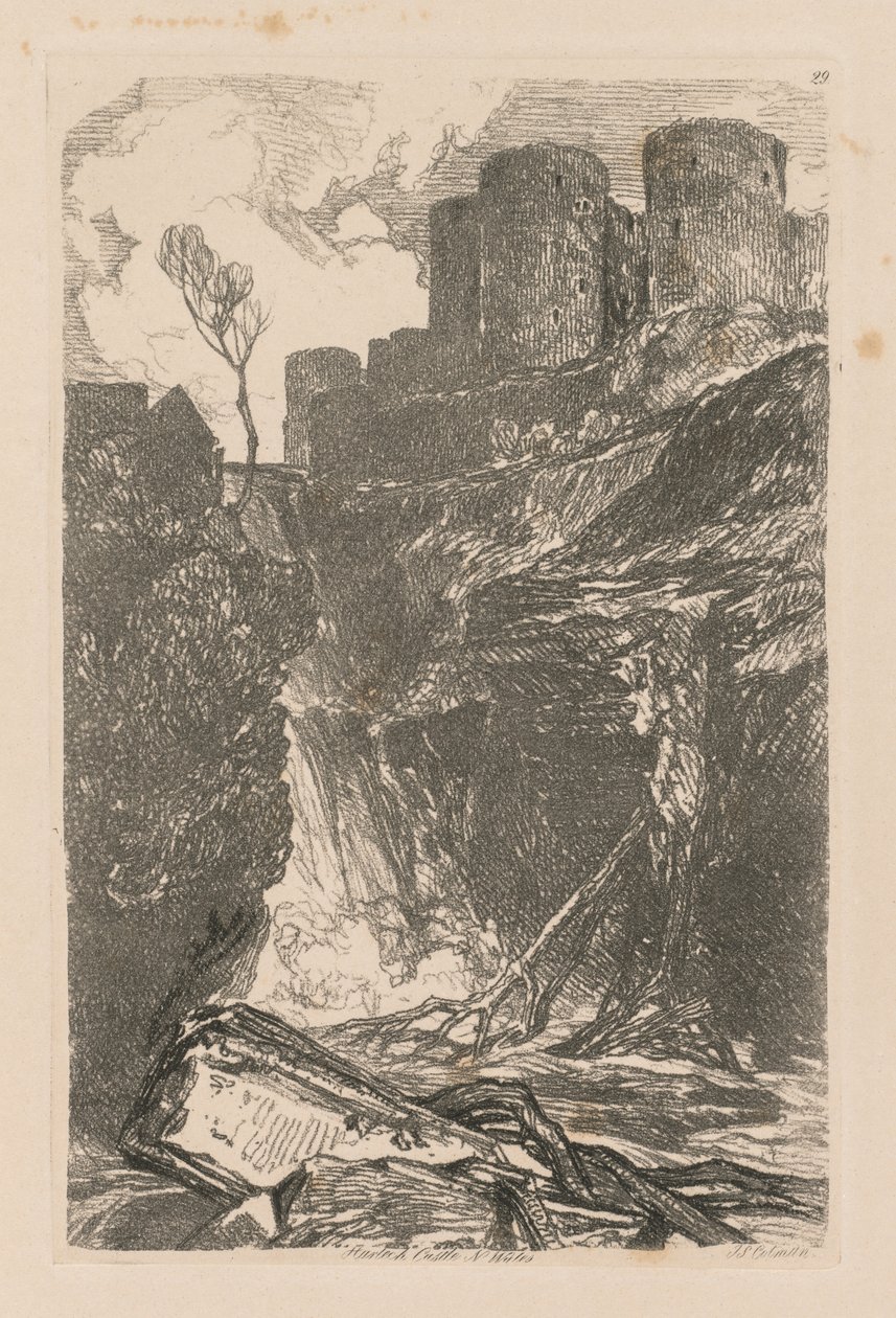 Liber Studiorum: Plate 29, Harlech Castle, N. Wales, 1838 tekijältä John Sell Cotman