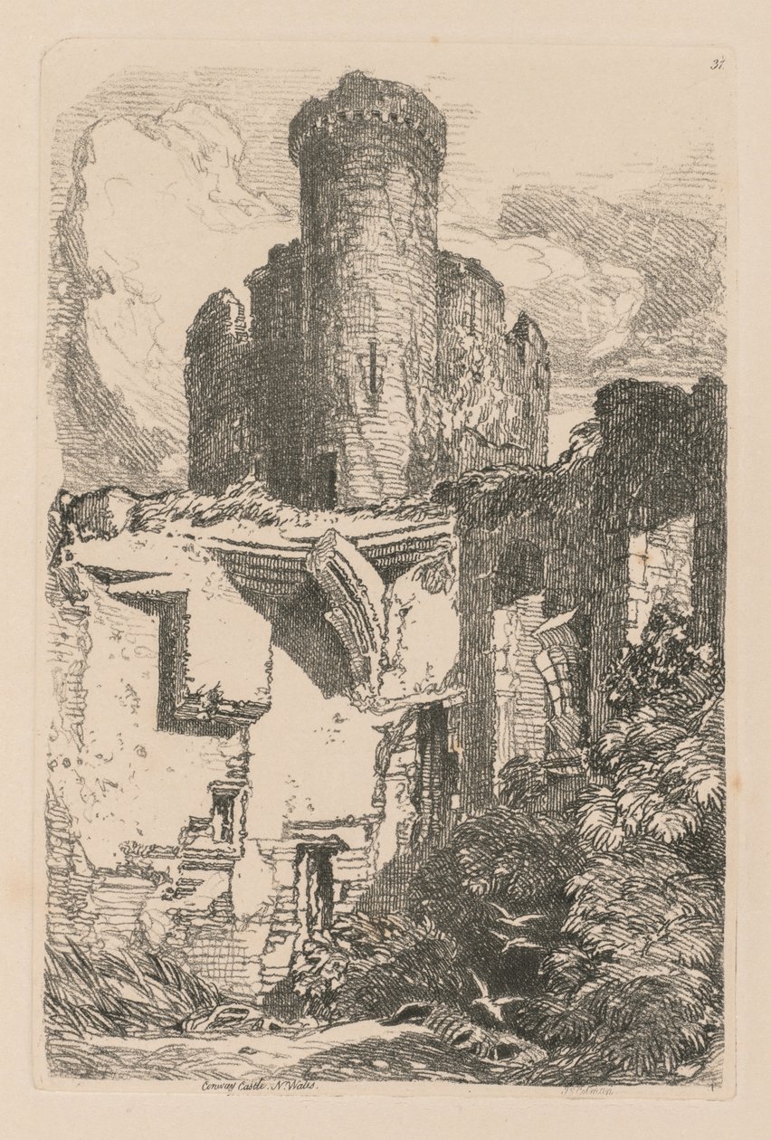 Tutkimuskirja: Plate 31, Conway Castle, N. Wales tekijältä John Sell Cotman