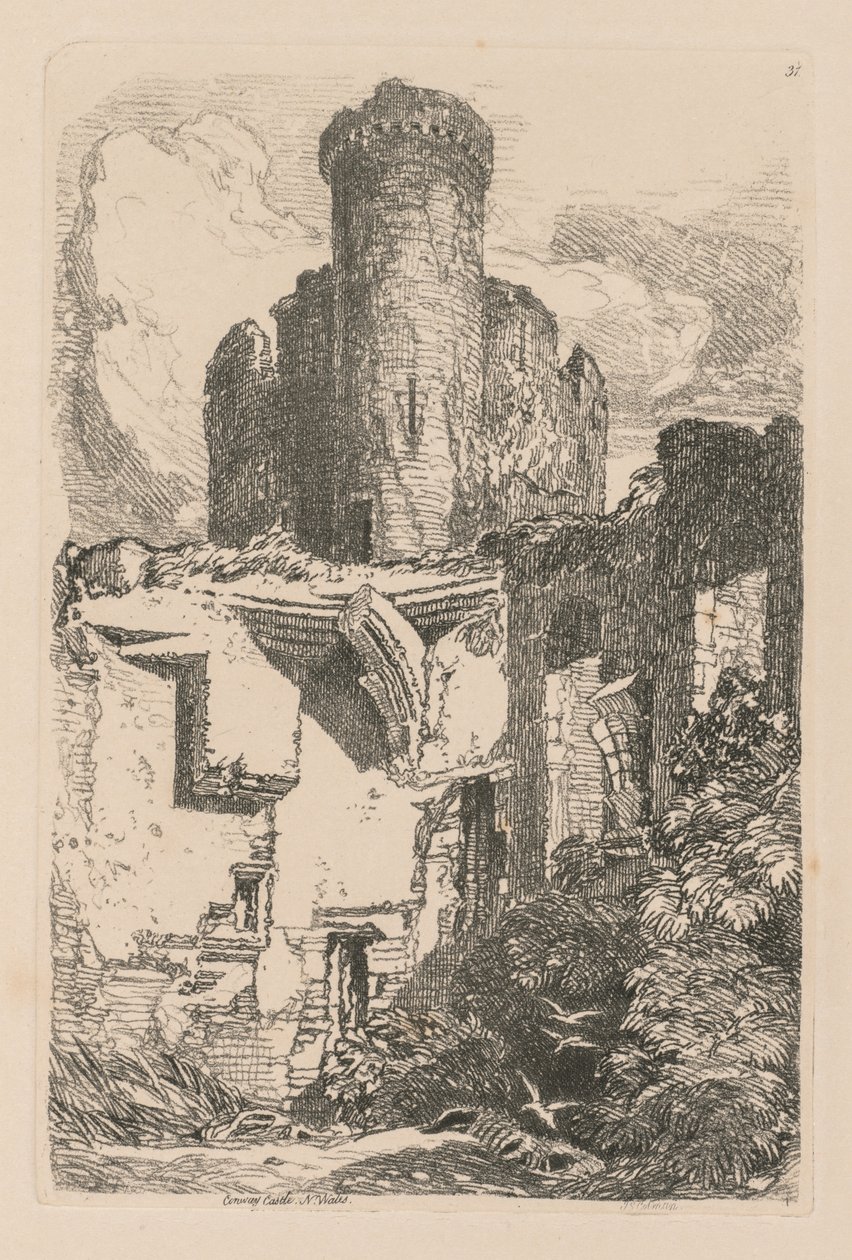 Liber Studiorum: Plate 31, Conway Castle, N. Wales, 1838. tekijältä John Sell Cotman