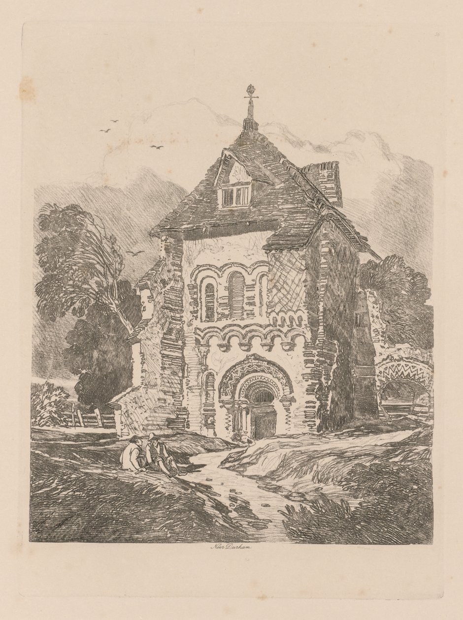 Liber Studiorum: Levy 36, kirkko lähellä Durhamia, 1838 tekijältä John Sell Cotman