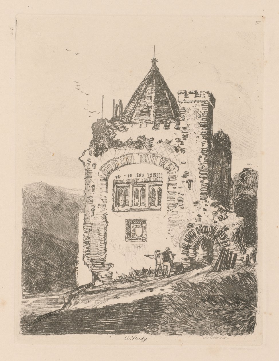 Tutkimuskirja: Levy 37, Tutkimus, 1838 tekijältä John Sell Cotman