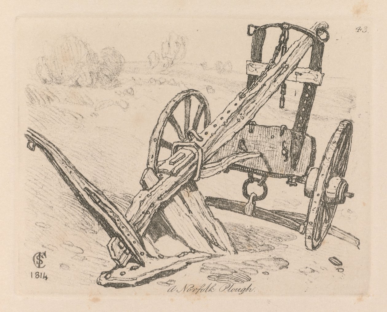 Liber Studiorum: Plate 43, A Norfolk Plow, 1814 tekijältä John Sell Cotman