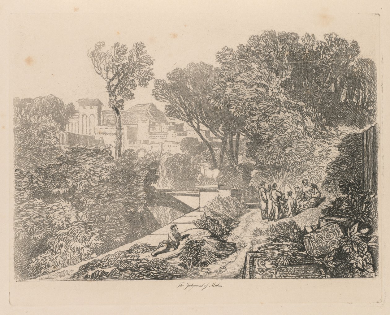 Liber Studiorum: Levy 6, Midaksen tuomio, 1838. tekijältä John Sell Cotman