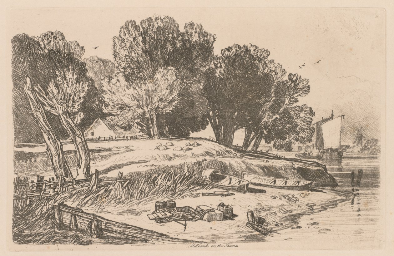 Liber Studiorum: Plate 8, Millbank on the Thames tekijältä John Sell Cotman