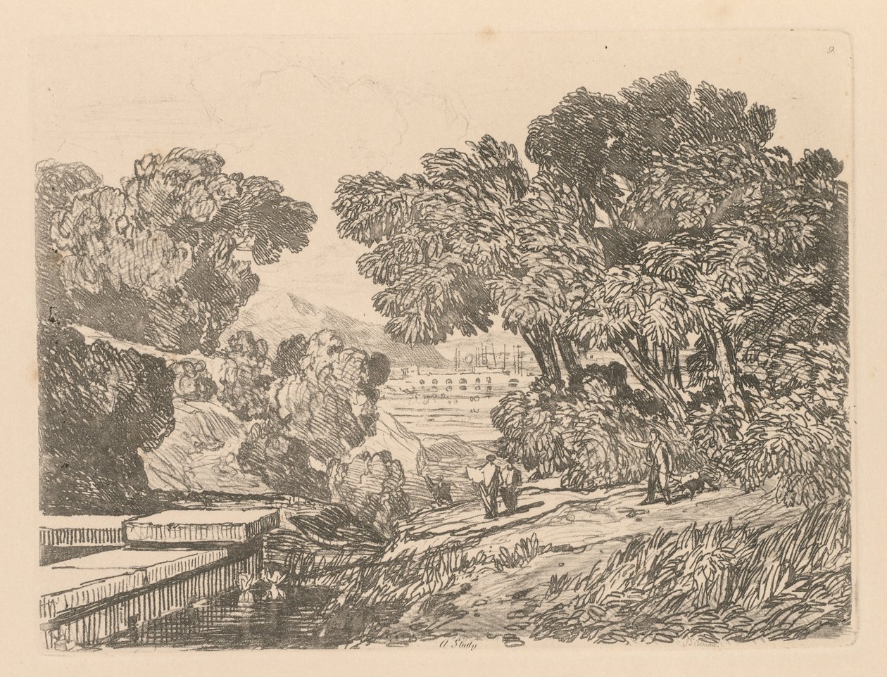 Tutkimuskirja: Levy 9, A Study, 1838 tekijältä John Sell Cotman