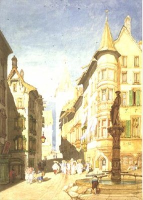 Nro 0944 Schaffhausen, noin 1820-30 (vesiväri ja lyijykynä paperille). tekijältä John Sell Cotman