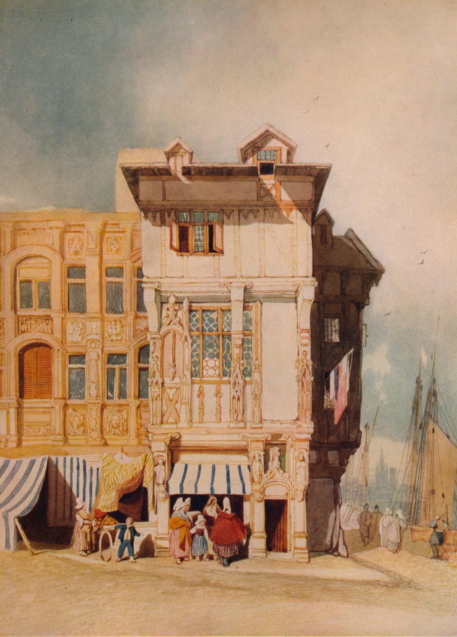 Vanhat talot hahmoilla, c1836 tekijältä John Sell Cotman
