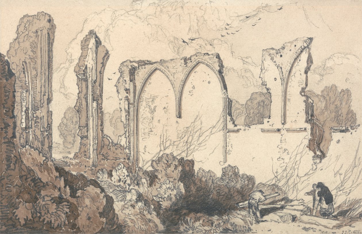 Rauniot vapaakoulun takana, Thetford, Suffolk tekijältä John Sell Cotman