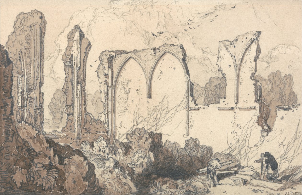 Vapaakoulun takana oleva raunio, Thetford, Suffolk. tekijältä John Sell Cotman
