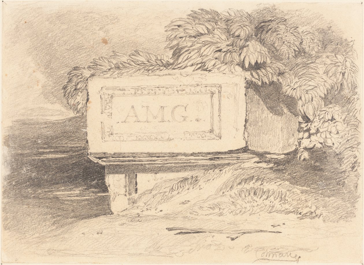 Ruined Tomb, johon on kirjoitettu "A.M.G." tekijältä John Sell Cotman