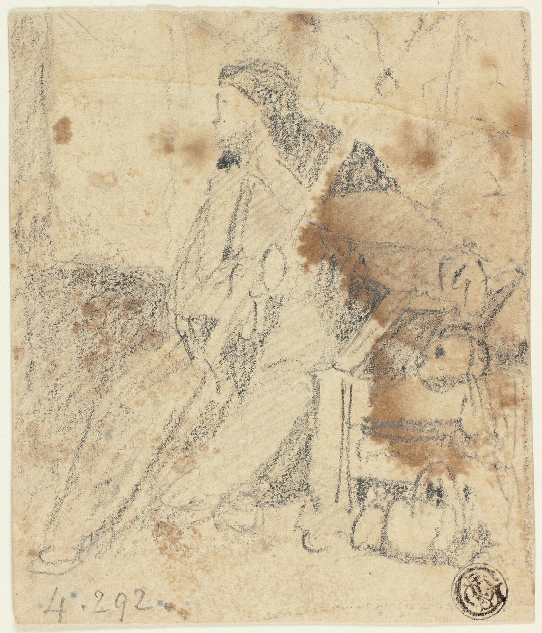 Luonnos näyttelijän istumisesta tekijältä John Sell Cotman