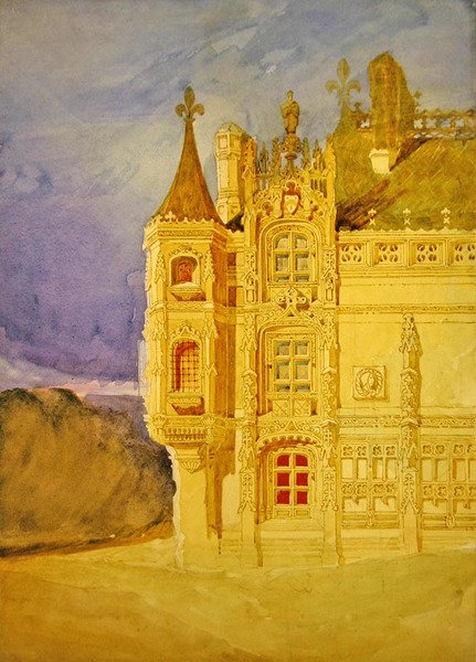 St. Ouenin luostarin luostaritalo Rouenissa (akvarelli paperille) tekijältä John Sell Cotman