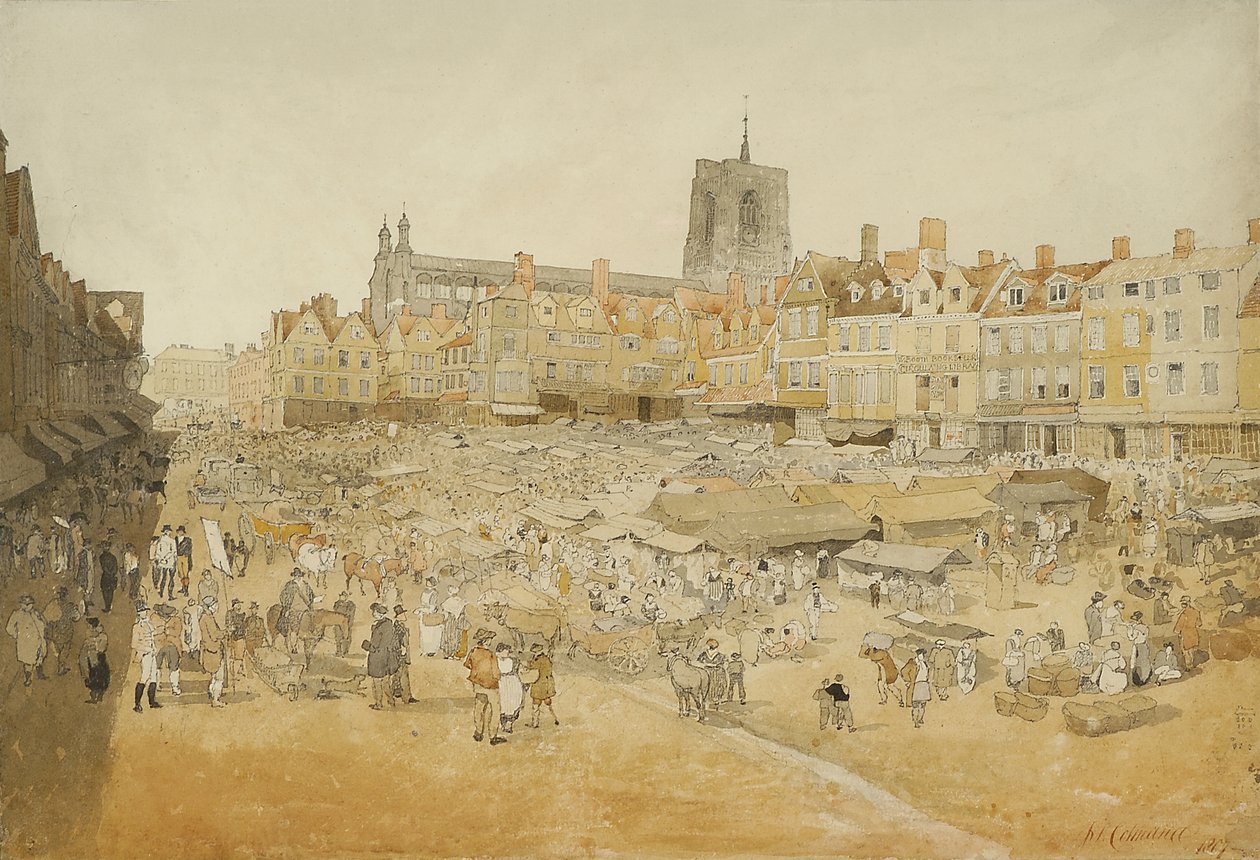 Market Place, Norwich, otettu herra Coopersilta, 1807 tekijältä John Sell Cotman