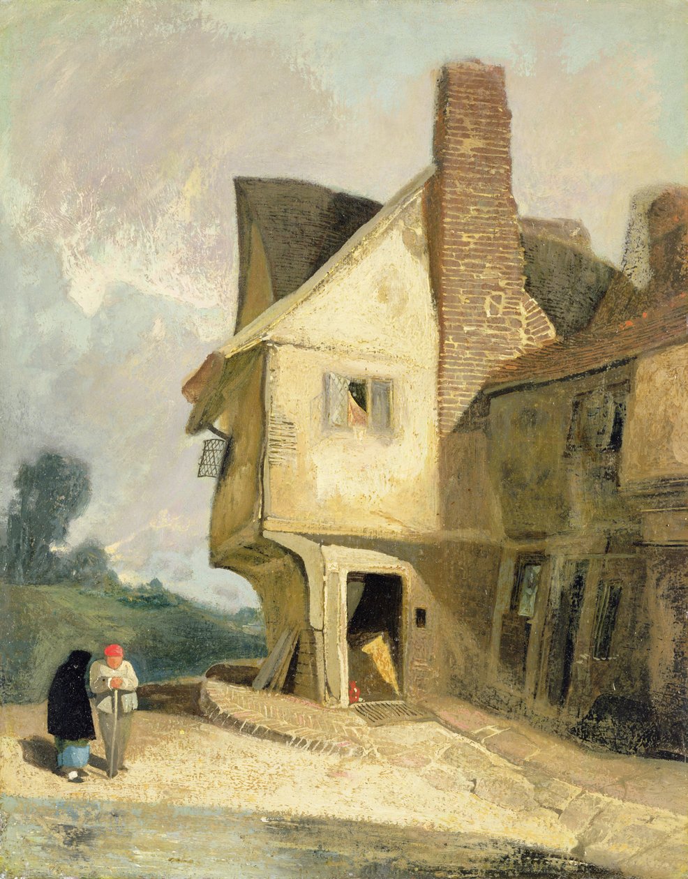 The Old House at St. Albans, n. 1806 (öljy myllylevylle asetettu paneeliin) tekijältä John Sell Cotman