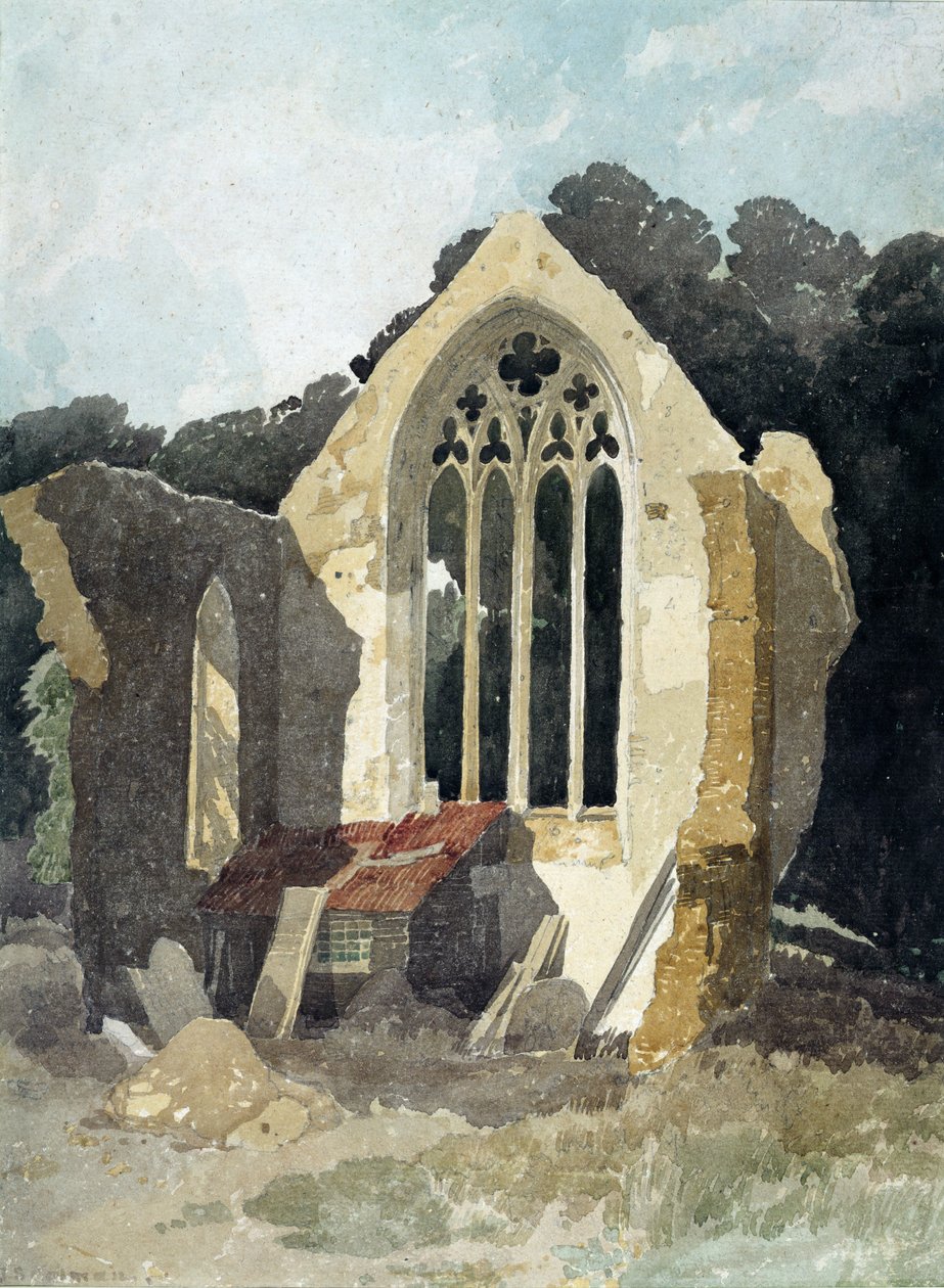 Walsingham Prioryn ruokasali (akvarelli paperille) tekijältä John Sell Cotman