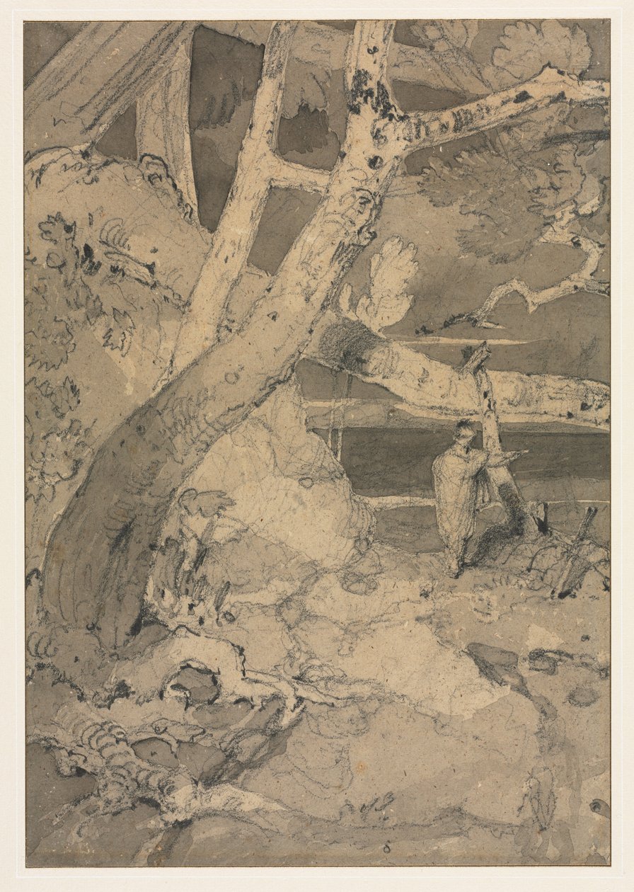 Matkustaja metsämaisemassa, 1806. tekijältä John Sell Cotman