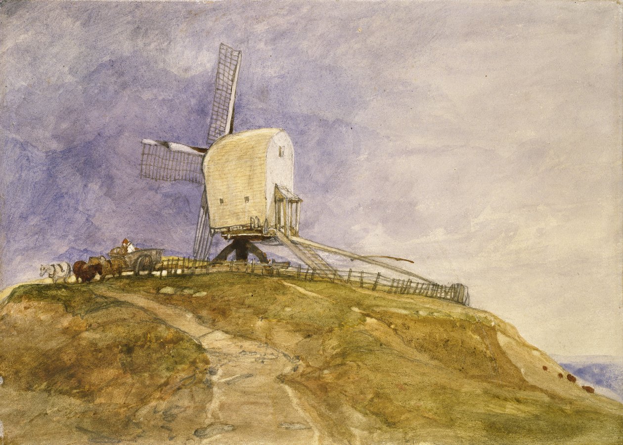 Tuulimylly kukkulalla, 1800-luku tekijältä John Sell Cotman