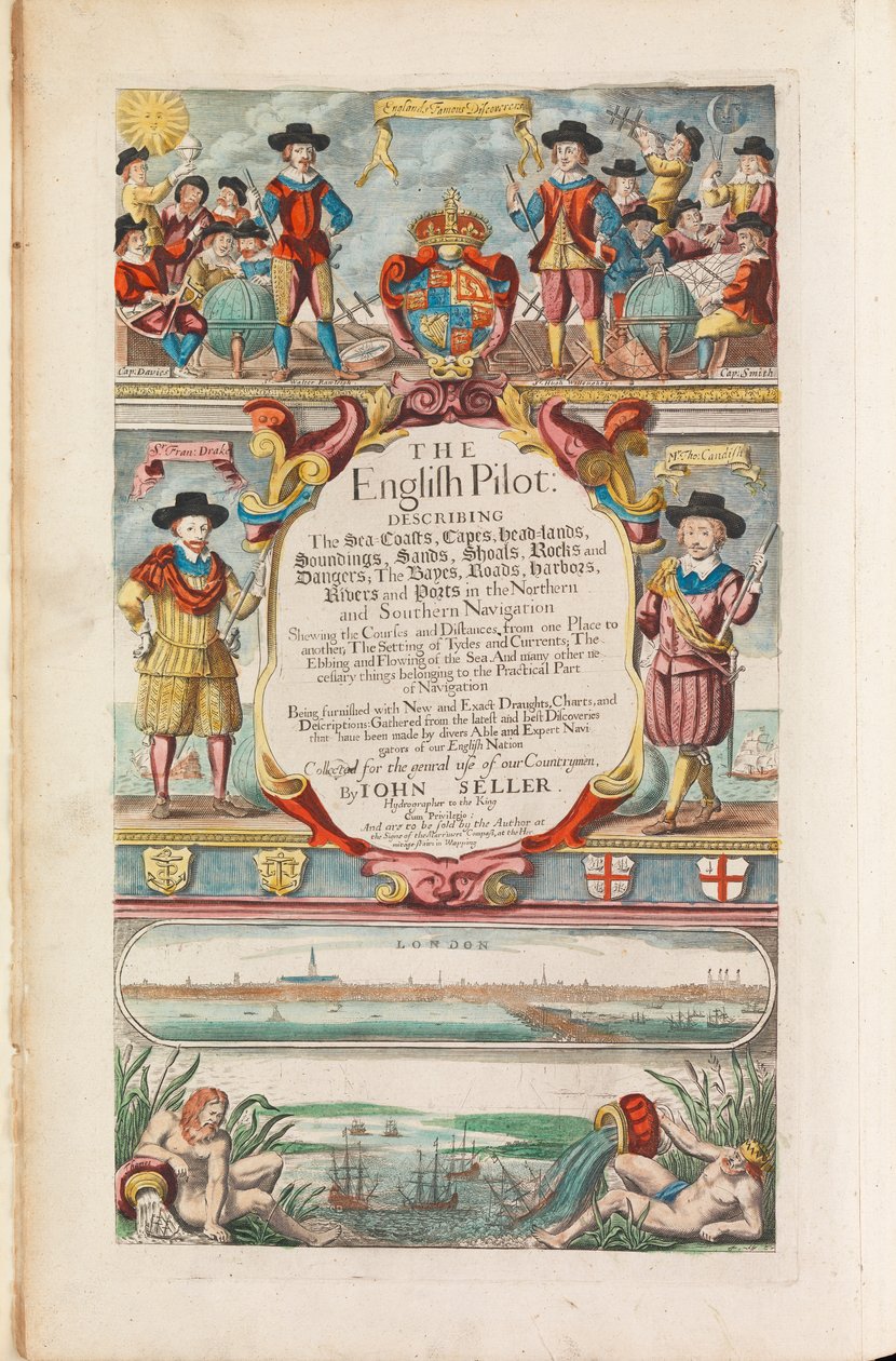 Englantilaisen luotsin ensimmäinen kirja: kuvaus pohjoisesta merenkulusta, n. 1671 (paperi). tekijältä John Seller