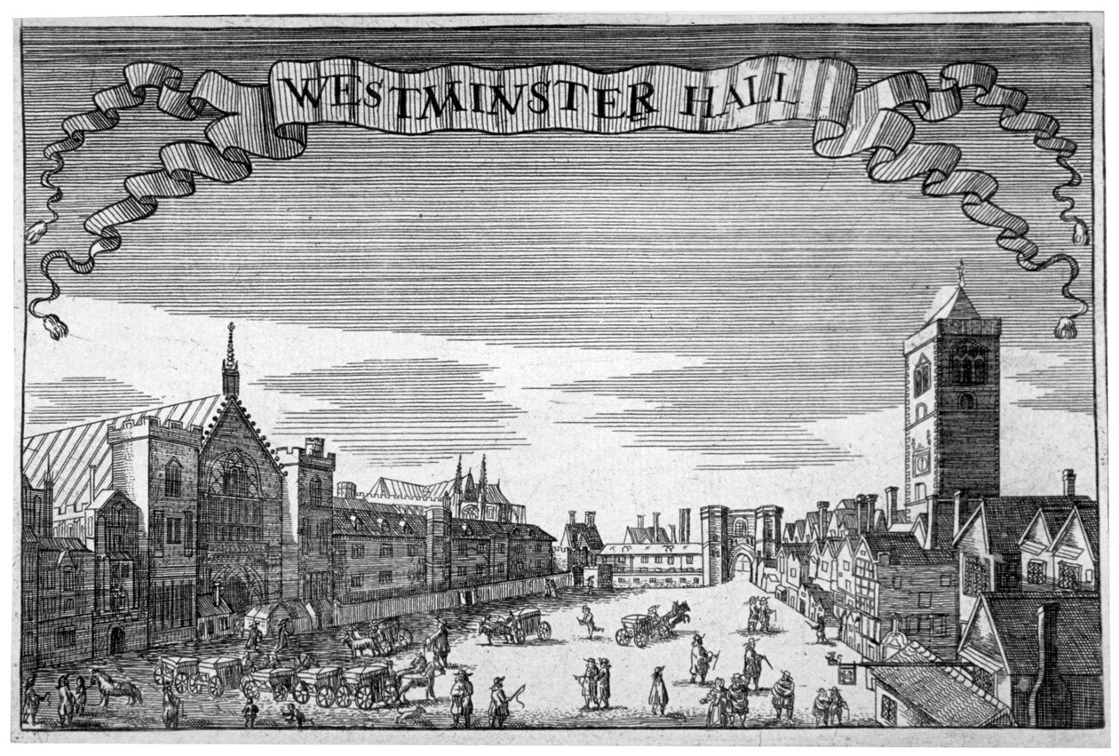 Näkymä Westminster Halliin ja New Palace Yardiin, Lontoo, c1648. tekijältä John Seller