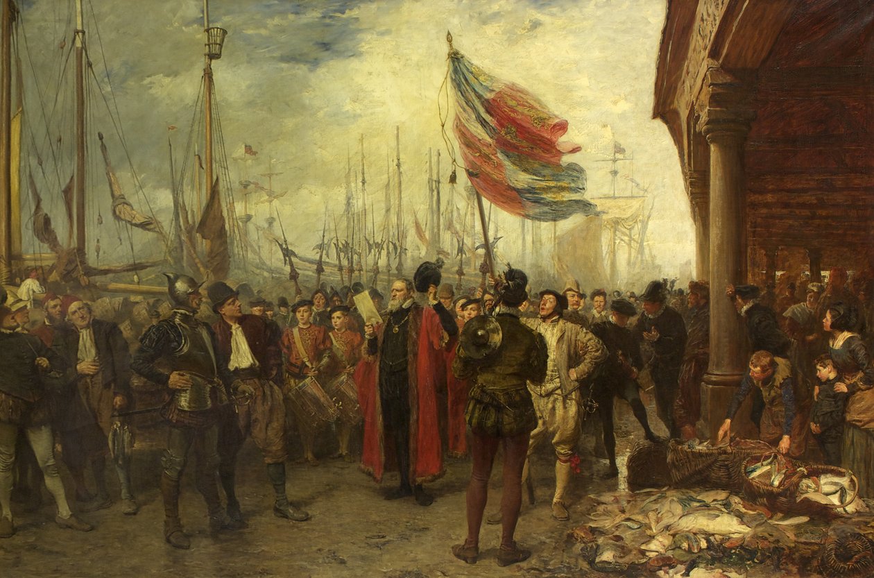 Kutsu aseisiin - Plymouth Quay tekijältä John Seymour Lucas