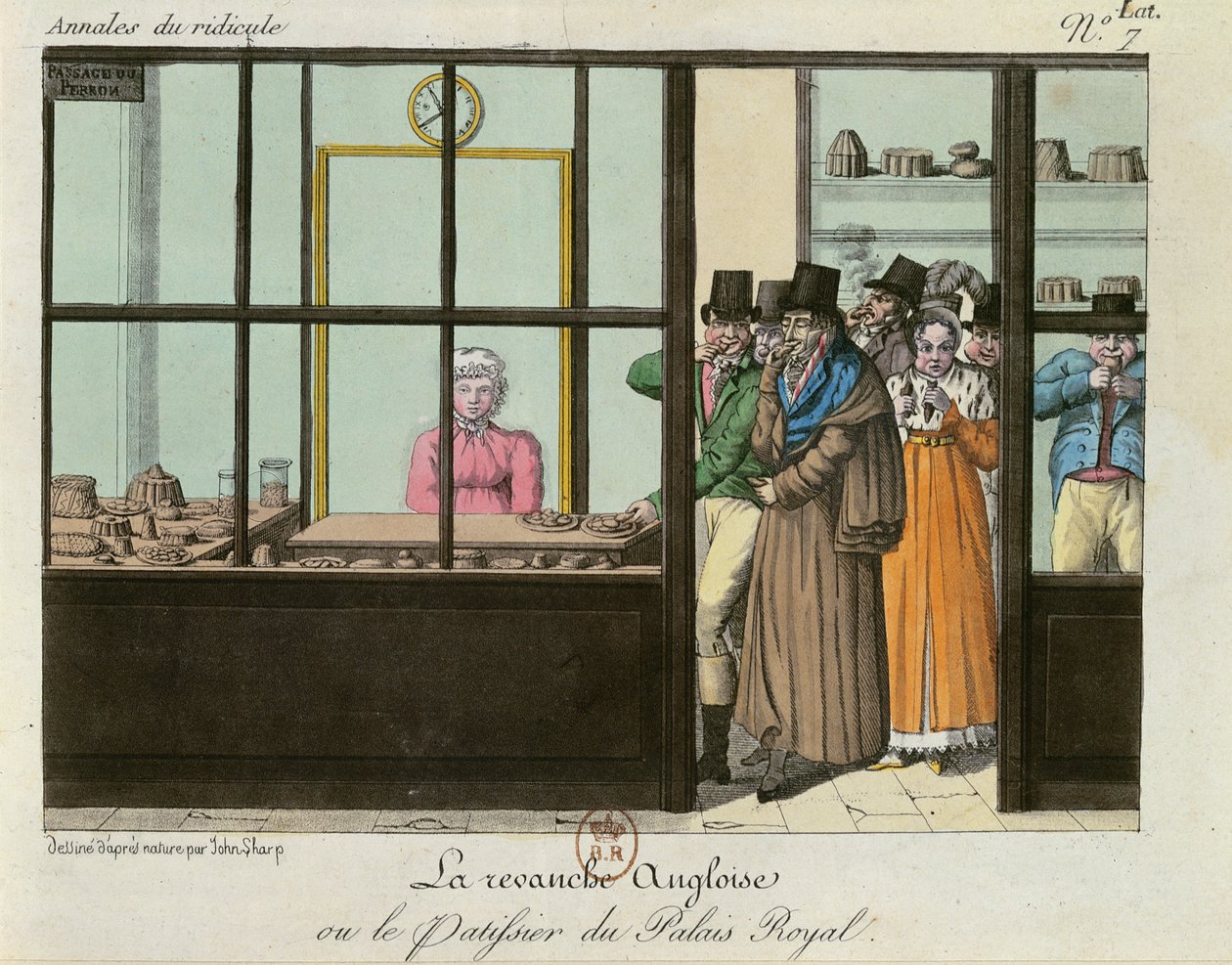The English Revenge tai The Patisserie at the Palais Royal, n.1815 tekijältä John Sharp