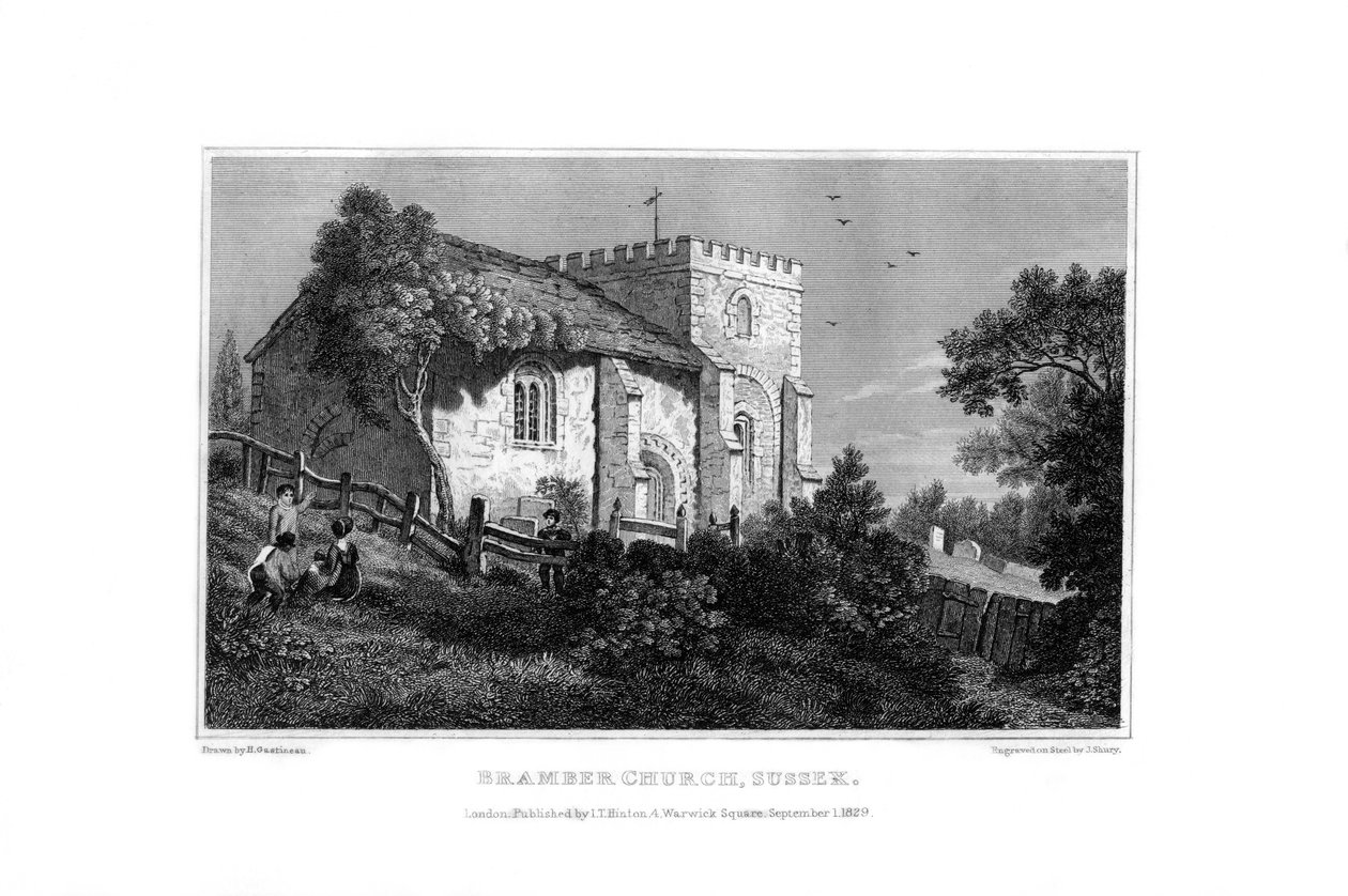 Bramber Church, West Sussex, 1829. tekijältä John Shury
