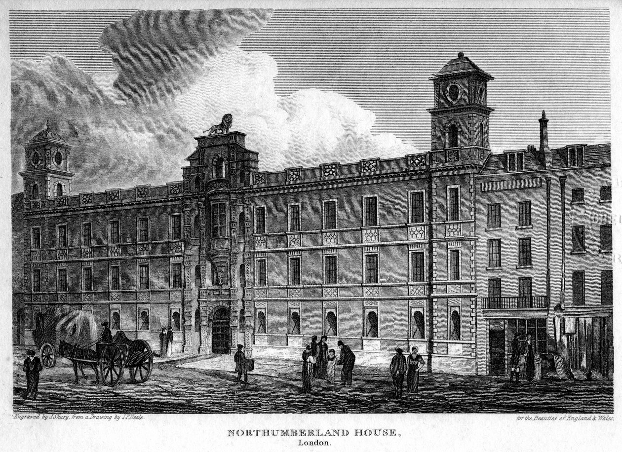 Northumberland House, Westminster, Lontoo, 1815. tekijältä John Shury