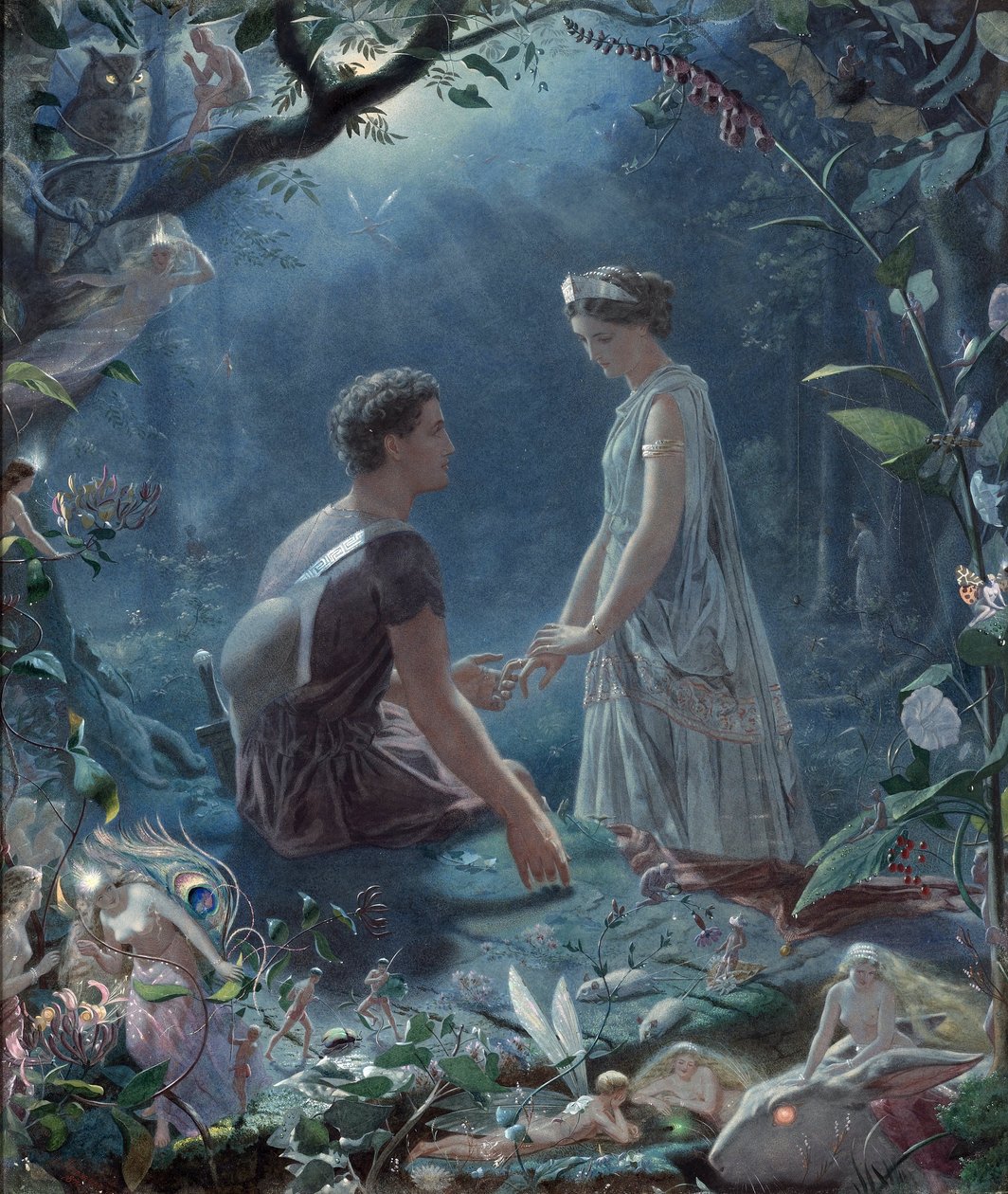 Kesäyön uni, Lysander ja Hermia - Hermia ja Lysander, Kesäyön uni - kirjoittanut John Simmons (1823-1876) tekijältä John Simmons
